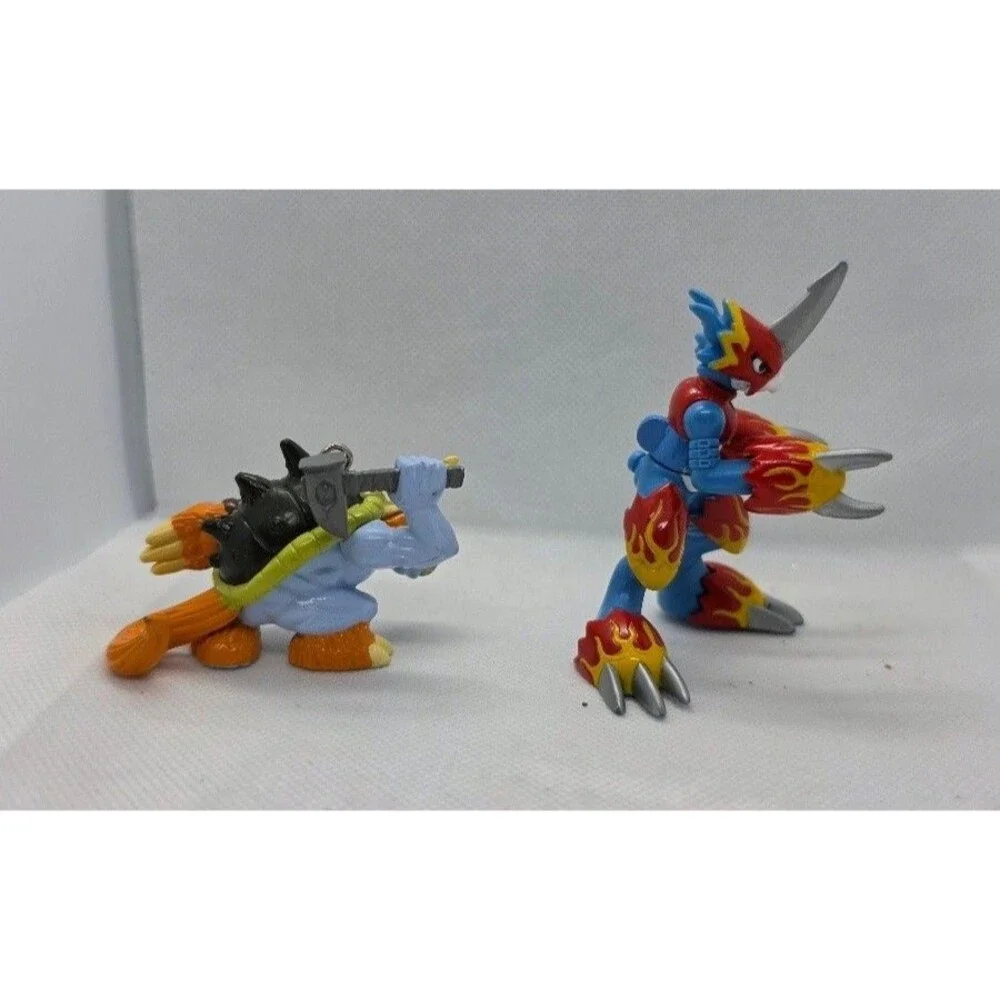 Lot of 2 Bandai Digimon Zudomon Flamedramon 1999-2000 Mini Action Figures